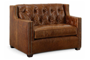 London Leather Tufted Chair And 1/2