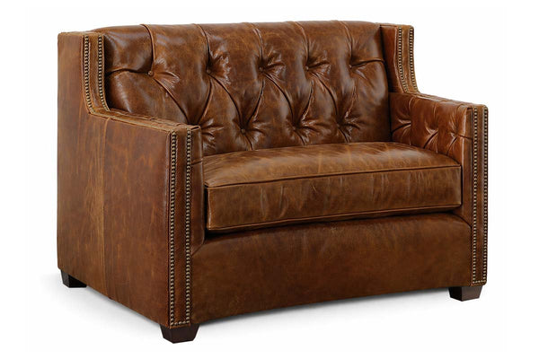 London Leather Tufted Chair And 1/2