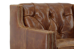 London Leather Tufted Swivel Accent Chair