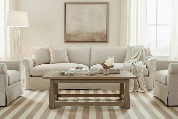 Lowell XL 110 Inch Two Seat Cushion Slipcovered Fabric Sofa