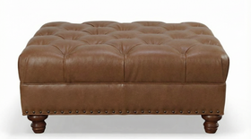 Lucas STORAGE "Ready To Ship" 40 Inch Square Leather Bench Ottoman (Photo For Style Only)