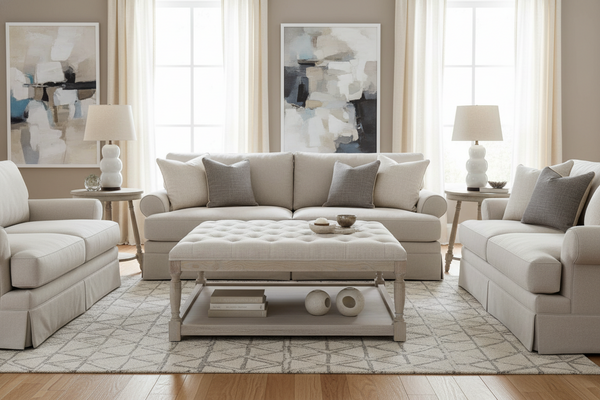 Pierce "Quick Ship" 42 Inch Square Tufted Top Ottoman