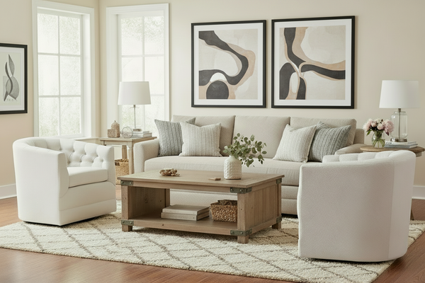 Lucia 8-Way Hand Tied Fabric 360 Swivel Tufted Barrel Accent Chair