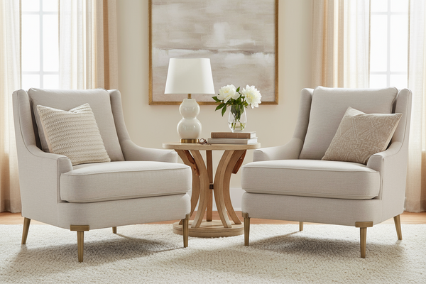 Lydia Fabric Chair With Aged Brass Metal Legs