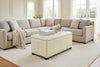 Image of Lyle 40 Inch Long Leather Upholstered Patchwork Chest Ottoman With STORAGE