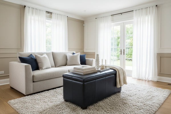 Lyle 40 Inch Long Leather Upholstered Patchwork Chest Ottoman With STORAGE