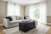 Image of Lyle 40 Inch Long Leather Upholstered Patchwork Chest Ottoman With STORAGE