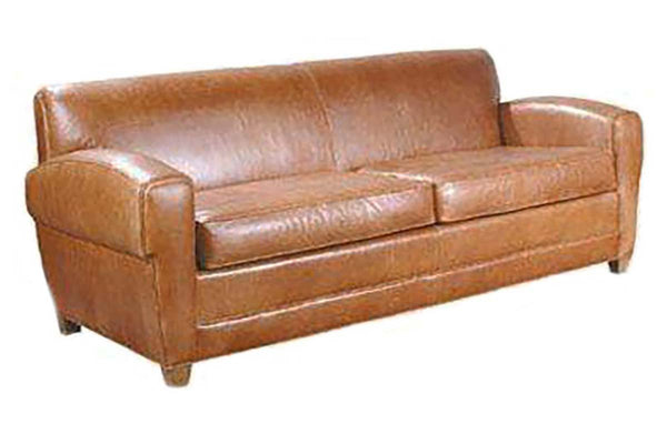 Madison 82 Inch Parisian Art Deco Two Seat Leather Sofa