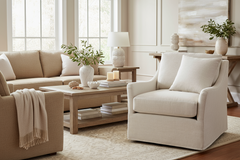 Maisie **SWIVEL** "Quick Ship" Sloping Track Arm Fabric Armchair