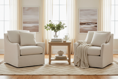Maisie **SWIVEL** "Quick Ship" Sloping Track Arm Fabric Armchair