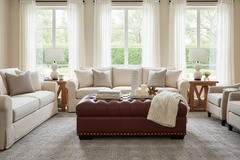 Malcolm 52 Inch Long Chesterfield Tufted Leather Coffee Table Bench