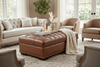 Malcolm 52 Inch Long Chesterfield Tufted Leather Coffee Table Bench