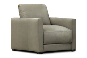 Malone Relaxed Lifestyle Modern Track Arm Leather Club Chair
