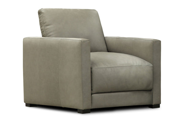 Malone Relaxed Lifestyle Modern Track Arm Leather Club Chair