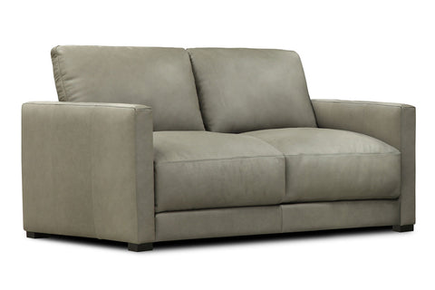 Malone Relaxed Modern Leather Track Arm Loveseat