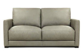 Malone Relaxed Modern Leather Track Arm Loveseat