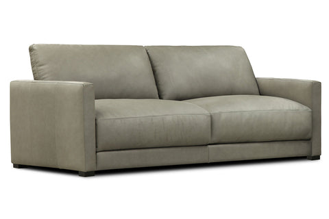Malone 88 Inch Relaxed Modern Leather Two Cushion Track Arm Sofa