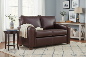 Manhattan Pillow Back Leather Loveseat