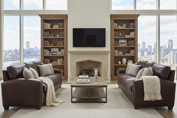 Manhattan 85.5 Inch Pillow Back Leather Sofa