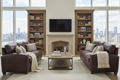 Manhattan 85.5 Inch Pillow Back Leather Sofa
