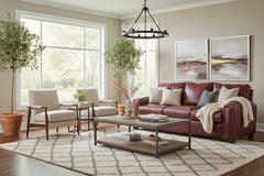 Manhattan 85.5 Inch Pillow Back Leather Sofa