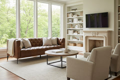 Mariano 84 Inch "Quick Ship" Tufted Top Grain Leather Tight Back Sofa