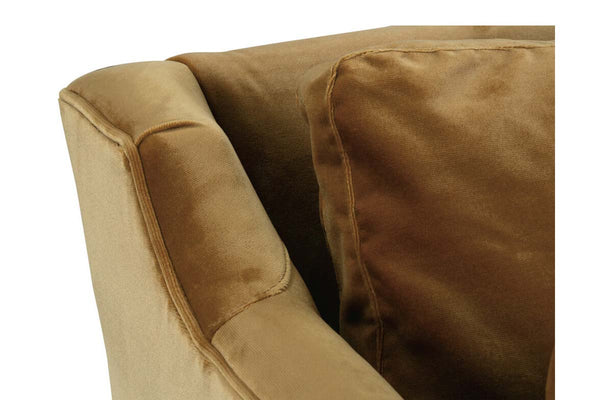 Marjorie 90 Inch "Quick Ship" Single Bench Seat Express Antiqued Amber Velvet Sofa