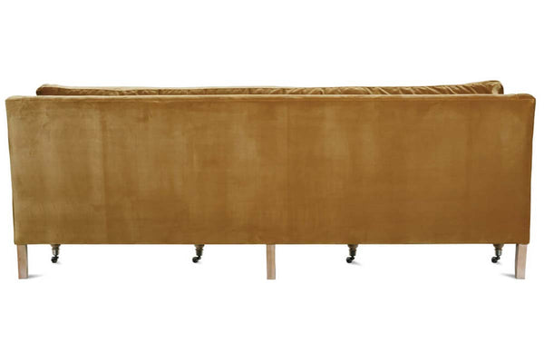 Marjorie 90 Inch "Quick Ship" Single Bench Seat Express Antiqued Amber Velvet Sofa