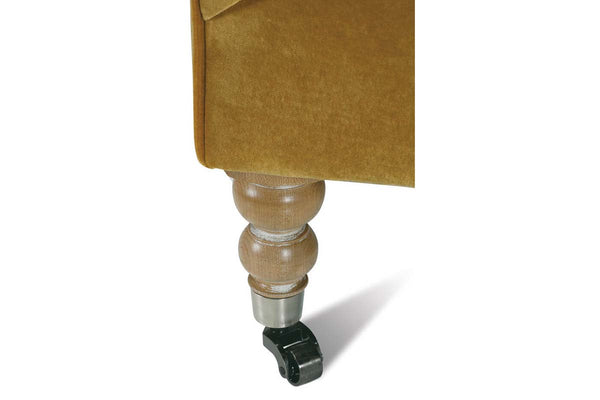 Marjorie 90 Inch "Quick Ship" Single Bench Seat Express Antiqued Amber Velvet Sofa