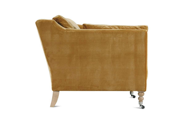 Marjorie 90 Inch "Quick Ship" Single Bench Seat Express Antiqued Amber Velvet Sofa