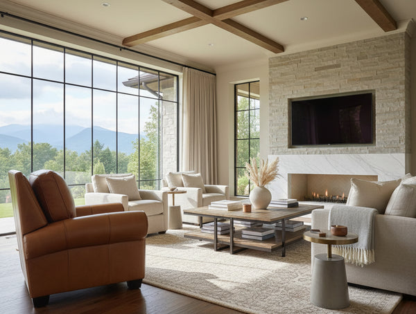 Marshall Traditional Leather Rolled Arm Club Chair Recliner