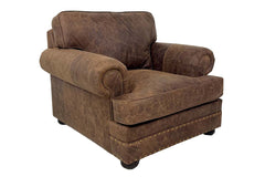 Maverick Leather Pillow Back Club Chair w/ Nailhead Trim