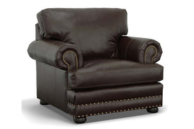 Maverick Leather Pillow Back Club Chair w/ Nailhead Trim