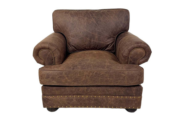 Maverick Leather Pillow Back Club Chair w/ Nailhead Trim