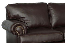 Maverick 96 Inch Pillow Back Leather Grand Scale Sofa w/ Nailhead Trim