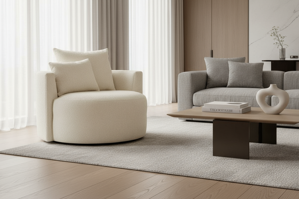 Maxine SWIVEL Upholstered Accent Barrel Chair With Wrap Around Track Arms