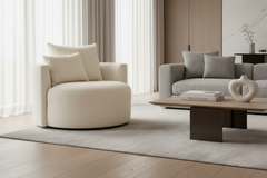 Maxine SWIVEL Upholstered Accent Barrel Chair With Wrap Around Track Arms
