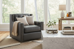 London Leather Tufted Swivel Accent Chair