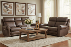 Maxwell Bark "Quick Ship" ZERO GRAVITY Wall Hugger Power Leather Reclining Loveseat