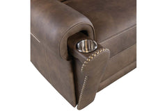 Maxwell Bark "Quick Ship" ZERO GRAVITY Wall Hugger Power Leather Reclining Loveseat