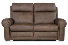 Maxwell Bark "Quick Ship" ZERO GRAVITY Wall Hugger Power Leather Reclining Loveseat