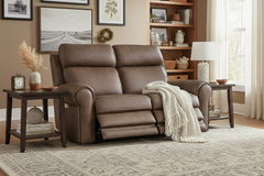 Maxwell Bark "Quick Ship" ZERO GRAVITY Wall Hugger Power Leather Reclining Loveseat