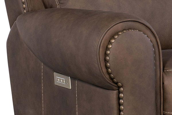 Maxwell Bark Leather "Quick Ship" Wall Hugger 3-Way Power Recliner