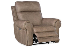 Maxwell Camel Leather "Quick Ship" Wall Hugger 3-Way Power Recliner