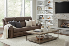 Maxwell Bark 90 Inch "Quick Ship" ZERO GRAVITY Wall Hugger Power Leather Reclining Sofa