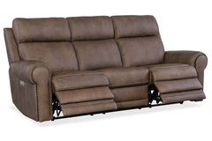 Maxwell Bark 90 Inch "Quick Ship" ZERO GRAVITY Wall Hugger Power Leather Reclining Sofa