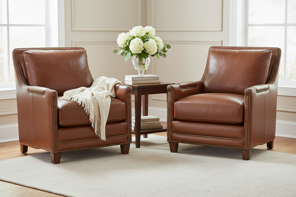 Melvin Saddle "Quick Ship" Leather Accent Chair
