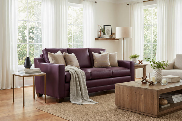 Miles 80 Inch Apartment Three Cushion Pillow Back Leather Sofa