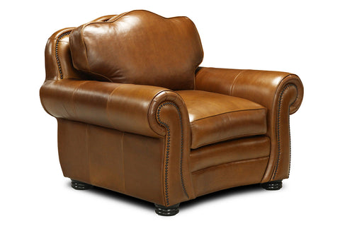 Milo Traditional Leather Club Chair With Nailheads