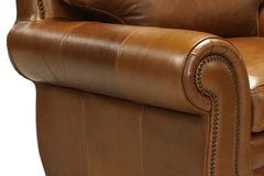Milo Traditional Leather Club Chair With Nailheads